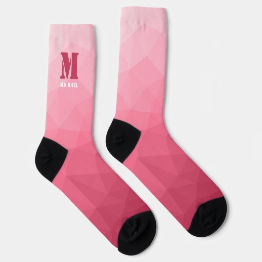Roze geometrisch mesh patroon Monogram Sokken (Rechts)