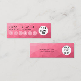 Roze geometrisch meshpatroon met aangepaste logo klantenkaartje