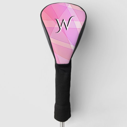 Roze Geometrisch met Letter Golfheadcover (Voorkant)