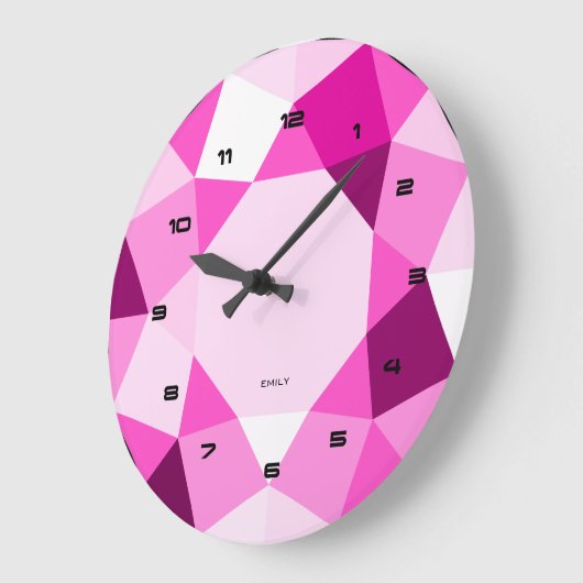 Roze geometrisch modern design grote klok (Hoek)