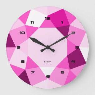 Roze geometrisch modern design grote klok