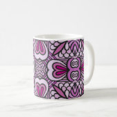 Roze geometrisch naadloos patroon koffiemok (Voorkant rechts)