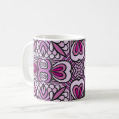 Roze geometrisch naadloos patroon koffiemok (Voorkant links)