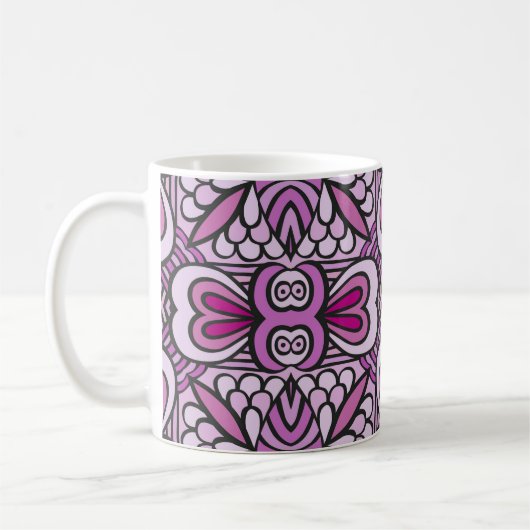 Roze geometrisch naadloos patroon koffiemok (Links)