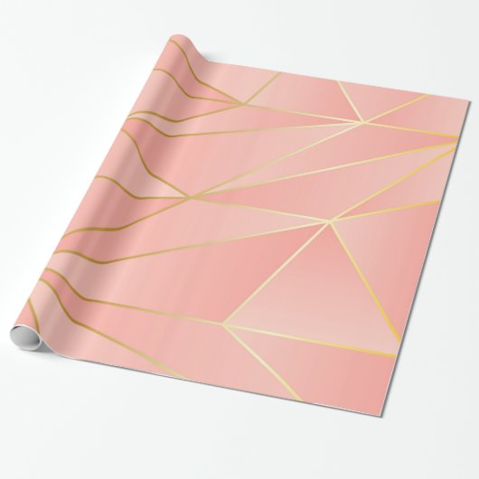 Roze geometrisch ontwerp cadeaupapier (Uitgerold)