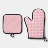 Roze geometrisch ovenwant & pannenlap set (Voorkant)