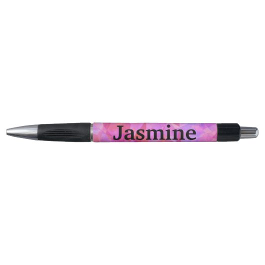 Roze geometrisch patroon Aangepaste naam Pen (Voorkant)