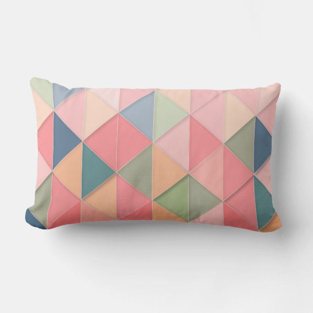 Roze, geometrisch patroon, driehoeken kussen (Voorkant)