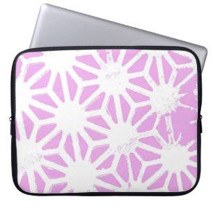 Roze geometrisch patroon laptop sleeve