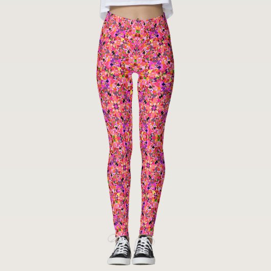 Roze geometrisch patroon leggings (Voorkant)