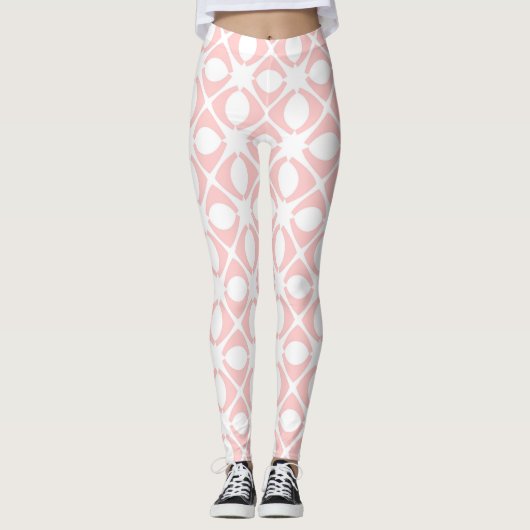 Roze geometrisch patroon leggings (Voorkant)