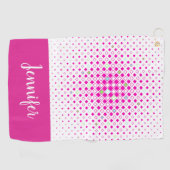 Roze Geometrisch Patroon Persoonlijk Golfhanddoek (Horizontaal)