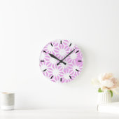 Roze geometrisch patroon ronde klok (Huis)