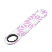 Roze geometrisch patroon speed flessenopener (Voorkant Gekanteld)