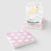 Roze geometrisch patroon stenen onderzetter (Zijkant)