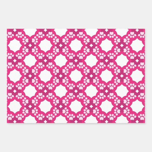Roze geometrisch pootafdrukpatroon inpakpapier vel (Voorkant)