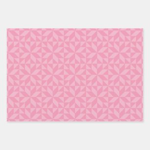 Roze Geometrisch Quiltblokpatroon Inpakpapier Vel