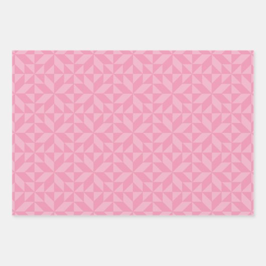 Roze Geometrisch Quiltblokpatroon Inpakpapier Vel (Voorkant)
