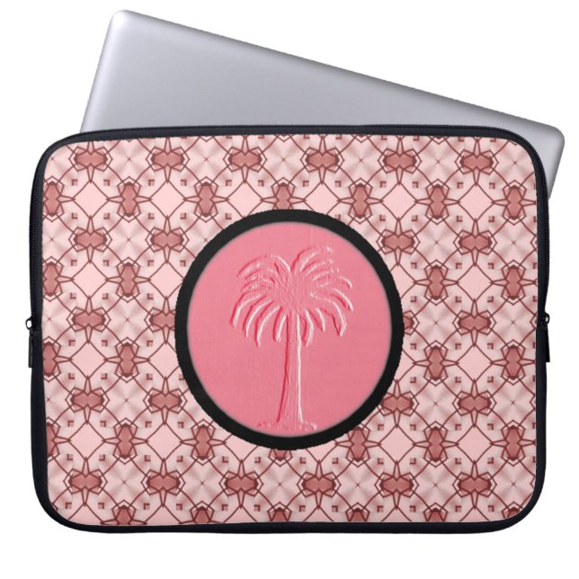 Roze Geometrisch rooster Design-Carolina Palm Laptop Sleeve (Voorkant)