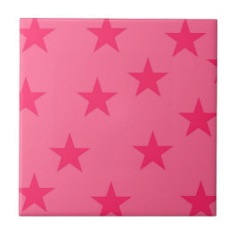 Roze geometrisch sterrenpatroon tegeltje