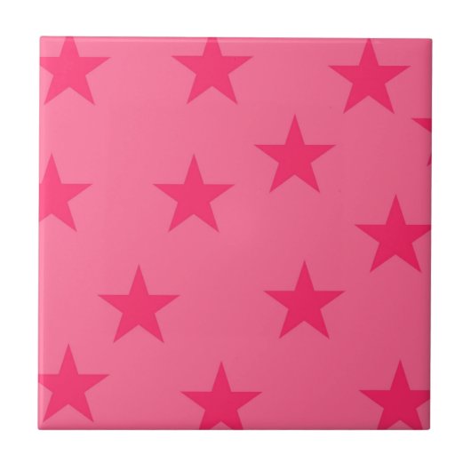 Roze geometrisch sterrenpatroon tegeltje (Voorkant)