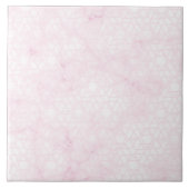 Roze geometrisch stoffig marmer tegeltje (Voorkant)