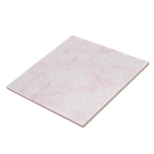 Roze geometrisch stoffig marmer tegeltje