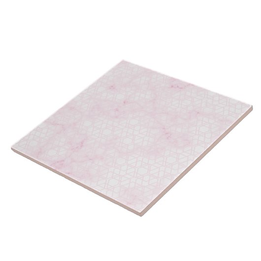 Roze geometrisch stoffig marmer tegeltje (Zijkant)