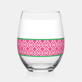 Roze Geometrisch Vieren Wijnglas Zonder Voet (Achterkant)