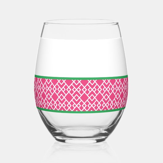 Roze Geometrisch Vieren Wijnglas Zonder Voet (Achterkant)