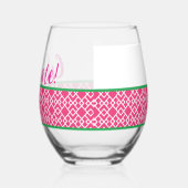 Roze Geometrisch Vieren Wijnglas Zonder Voet (Links)