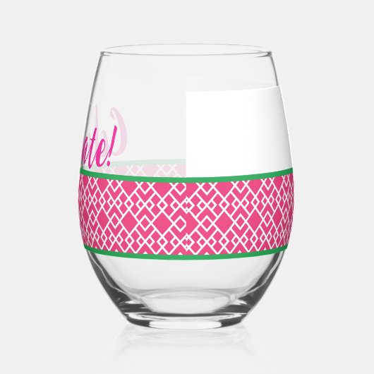 Roze Geometrisch Vieren Wijnglas Zonder Voet (Links)