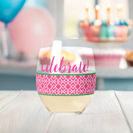 Roze Geometrisch Vieren Wijnglas Zonder Voet