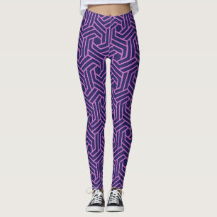 roze geometrische abstract met paarse achtergrond leggings