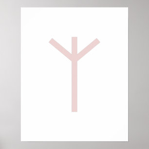 Roze Geometrische Algiz (bescherming) Viking Rune Poster
