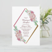 Roze Geometrische Bloemen Champagne Ontbijt Kaart (Staand voorkant)