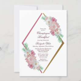 Roze Geometrische Bloemen Champagne Ontbijt Kaart