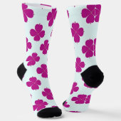 Roze geometrische bloemen op een lichte achtergron sokken (Gebogen)