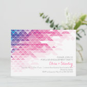 Roze geometrische driehoeken bruiloft verlovingsfe kaart (Staand voorkant)