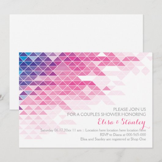 Roze geometrische driehoeken huwelijksfeest voor k kaart (Voorkant / Achterkant)