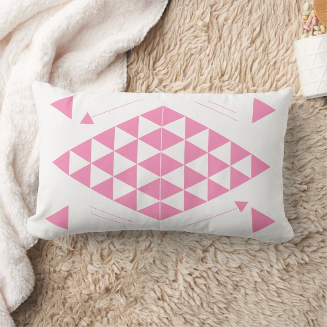 Roze geometrische driehoeken kussen (Deken)