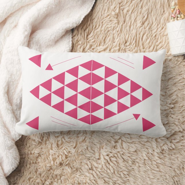 Roze geometrische driehoeken kussen (Deken)