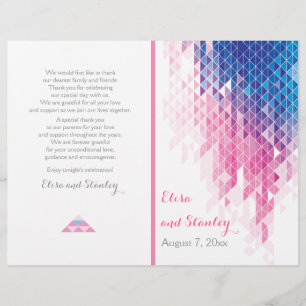 Roze geometrische driehoeken modern trouwprogramma
