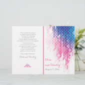 Roze geometrische driehoeken modern trouwprogramma (Staand voorkant)