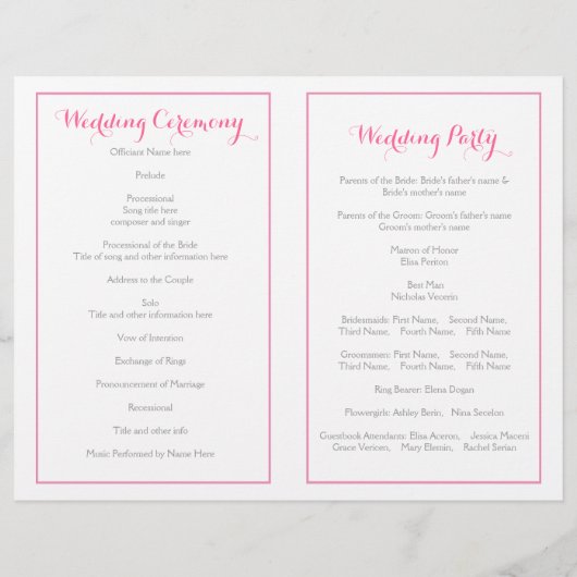 Roze geometrische driehoeken modern trouwprogramma (Achterkant)