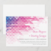 Roze geometrische driehoeken moderne bruiloft kaart (Voorkant / Achterkant)