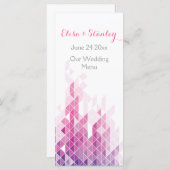 Roze geometrische driehoeken moderne bruiloft menu