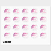 Roze geometrische driehoeken moderne bruiloft ronde sticker (Vel)