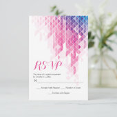 Roze geometrische driehoeken moderne bruiloft RSVP (Staand voorkant)