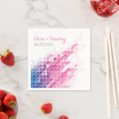 Roze geometrische driehoeken moderne bruiloft servetten (Insitu)